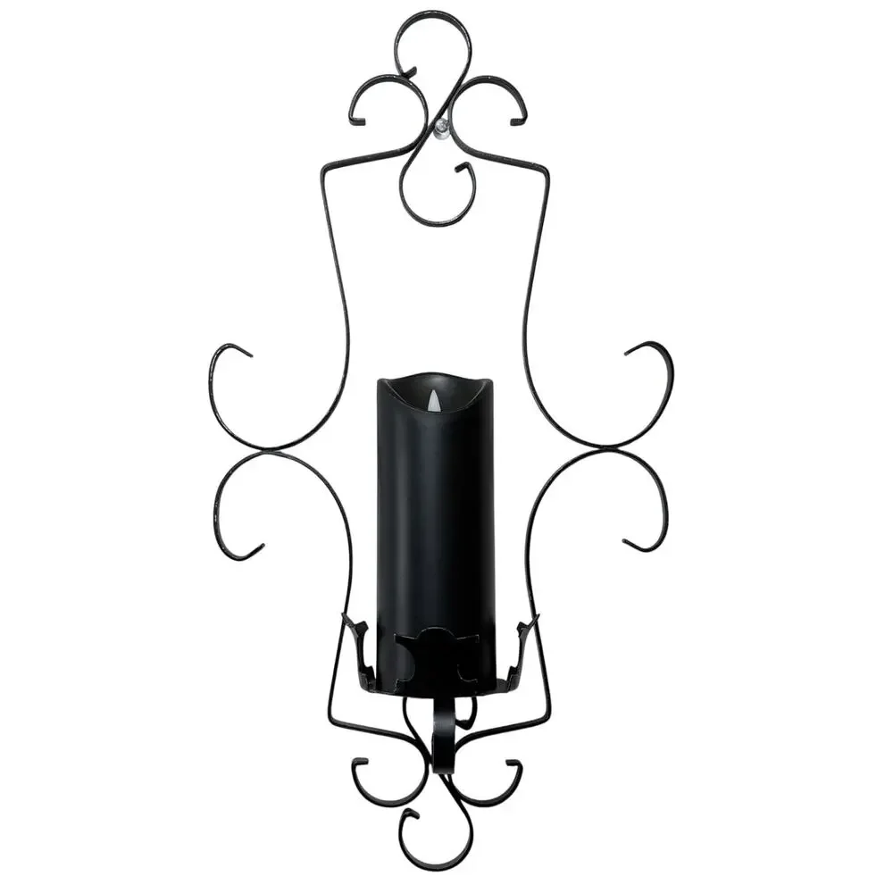 Gothic Spanish Revival Wrought Iron Wall Sconce Candle Holder 9” x 16.5”
